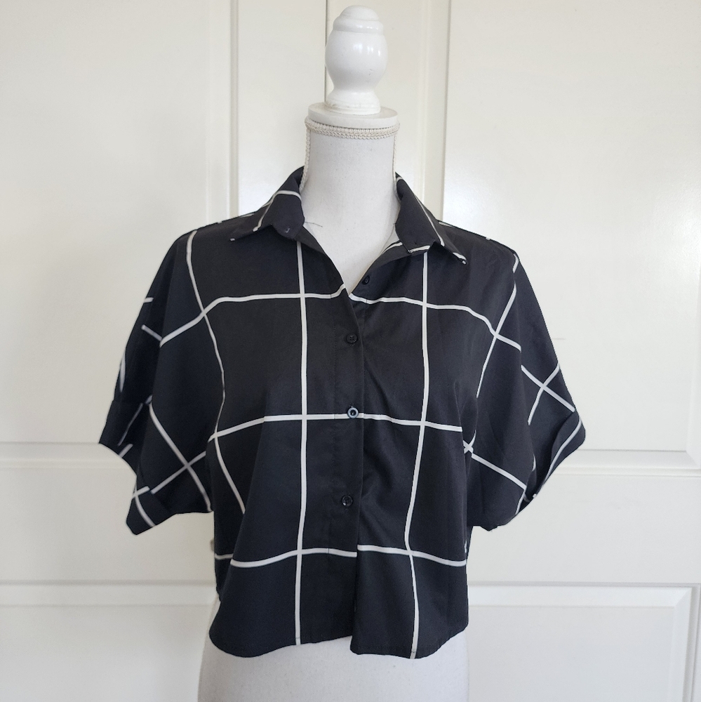 Black and White Checkered Women's Top